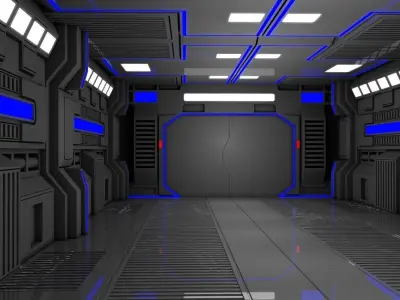 Sci Fi Corridor  3D model 2