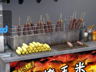 Street Vendor Roasted Corn 3D model