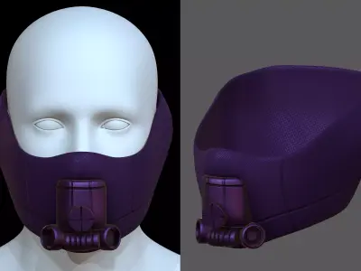 Gas mask helmet 3d model scifi Low-poly  Low-poly 3D model 277