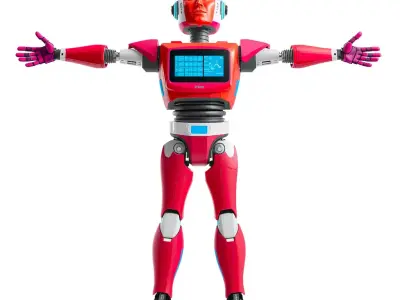 Red Humanoid Robot model pack Low-poly 3D model