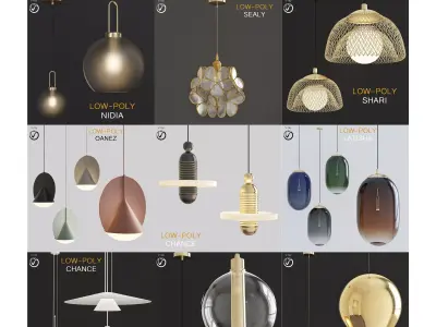 Chandleir 10 pieces 3d model Low-poly 3D model