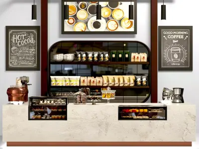 Large cafe with sweets 3D model