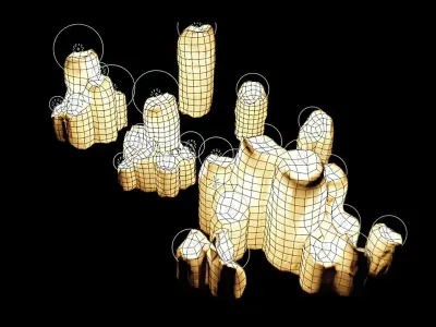 Candle Set lamp with crystals in it Low-poly 3D model
