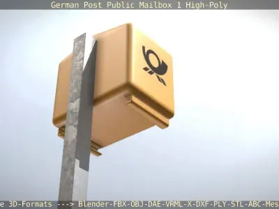 German Post Public Mailbox 1 High-Poly Version  3D model
