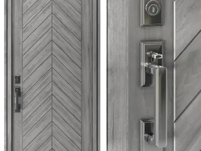 Modern  Wood Door Set 03  Low-poly 3D model