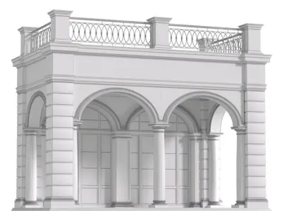 Facade with arched openings and a balcony Arched Entrance 3D model