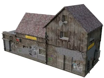 Urban City building 04 Low poly two versions Free low-poly 3D model