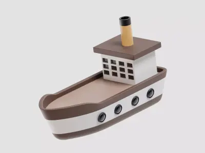  Cartoon Ship 3d model Low-poly 3D model