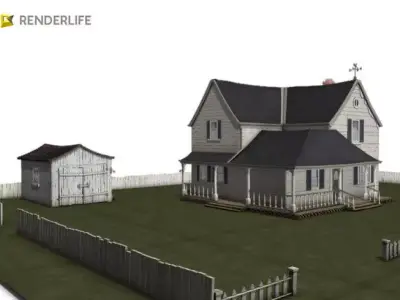 Old farmhouse exterior 3D model