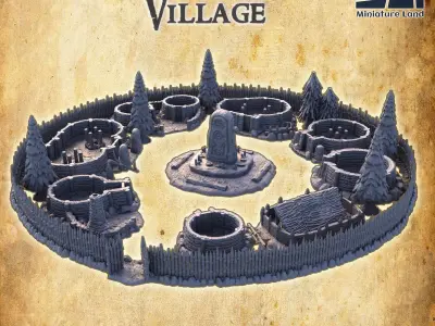 Barbarian Village Tabletop Terrain 28 MM 3D print model