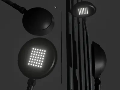 Street Light 4 Galvanized F1 M1 K0 10000mm Low-poly 3D model