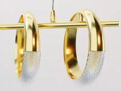 modern chandelier with 7 rotating circles 3D model