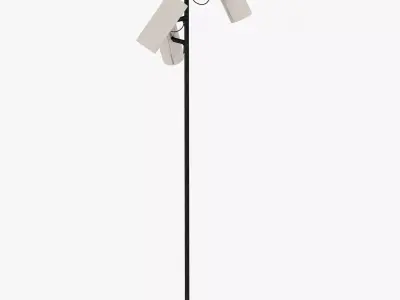 Floor Lamp with Three White Cylindrical Shades 3D model