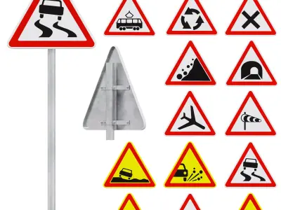 Warning signs set 2 3D model