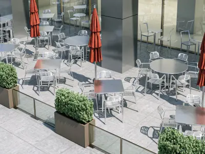 Street cafe or bar furniture set 3D model