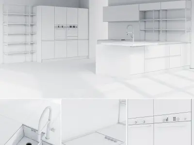 Kitchen1 stainless steel oven with glass door 3D model