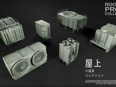 ROOFTOP Props Collection Kitbash 3D model