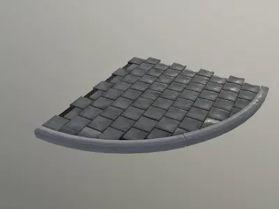 Pedestrian Sidewalk and Curbs Kit Low-poly 3D model