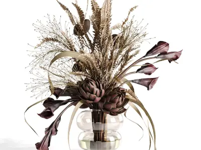  Lotus and Artichoke Dried Set47 3D model