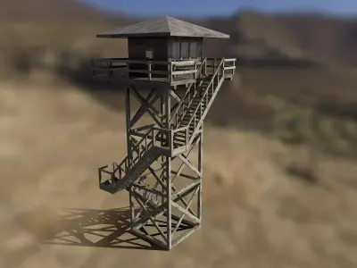 Modular Fire lookout tower PBR Low-poly 3D model