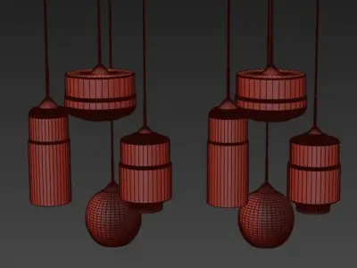 Moderne Hedendaagse Retro Art Metal  Glazen Hanger Lampen 3D model