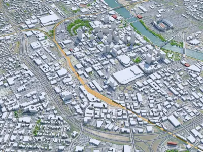 Nashville Downtown Tennessee USA Low-poly 3D model