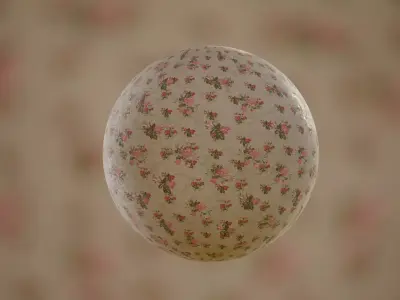 Linen Wallpaper Textures with Rose Pattern 4K Texture