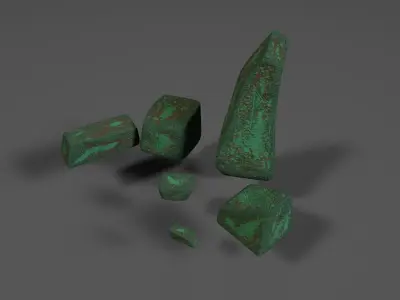 runned mossy stones Low-poly 3D model