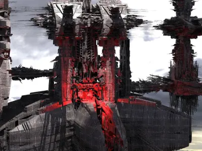 Cyberpunk Mega City Docks Towers 2  3D model