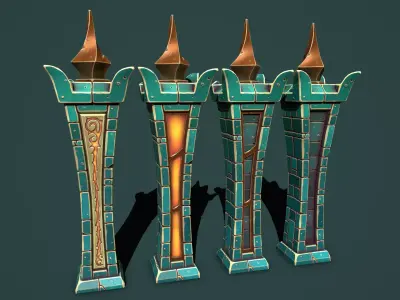 Fantasy obelisk 3 Low-poly 3D model