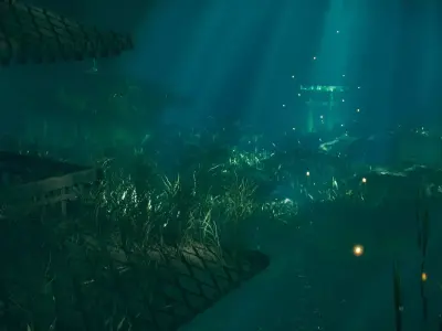 Underwater with lights and reeds 3D model