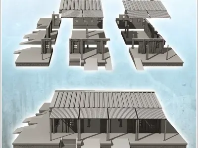 Platform shed with access ramps and awnings 16 - Modern WW2 WW1  3D print model