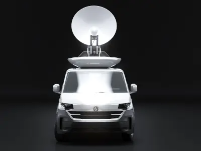  TV Satellite News Van with Roof Dish VW Transporter T7 