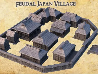 Feudal Japanese Village Tabletop Terrain 28 MM 3D print model