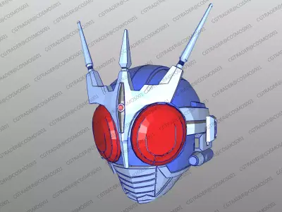 Kamen Rider GX3 Helmet paper papekura Low-poly 3D model