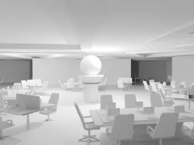 Sci-Fi Command Center - No Material Low-poly 3D model