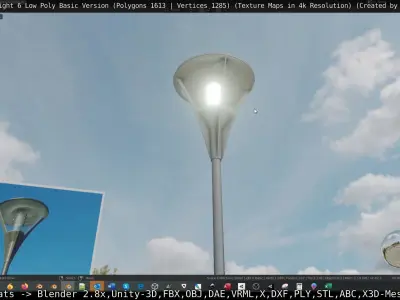 Street Light 6 Basic Version Low-poly 3D model