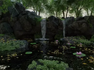 Waterfall Scene 3D model