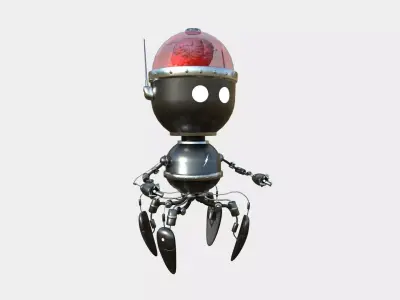 Brain Robot G03 Dark Steel - SciFi Character Design Low-poly 3D model