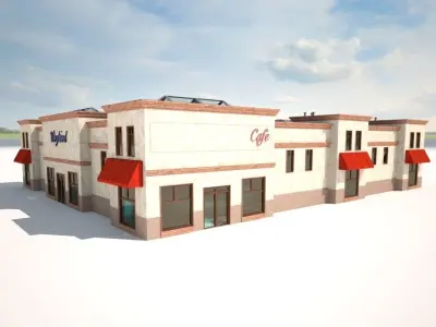 Market Building Low-poly 3D model