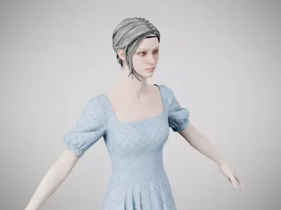 Dress 27 Light Blue Low-poly 3D model