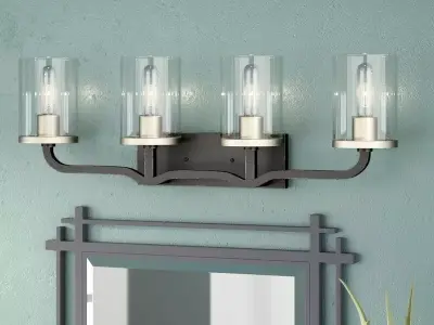 Kylee Iron Black Brushed Nickel Vanity Light 3D model