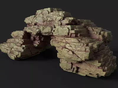 Cliff Rock with Multiple Textures 002 Low-poly 3D model