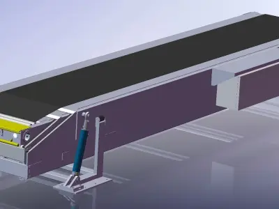 Three section telescopic belt loading conveyor 3D design 3D model