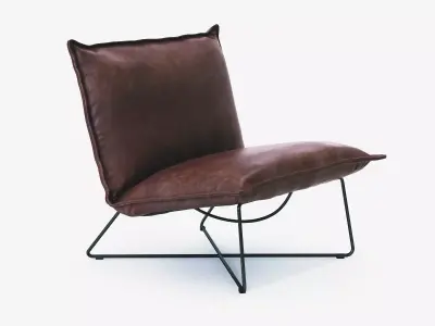 Earl leather lounge chair on metal frame 3D model