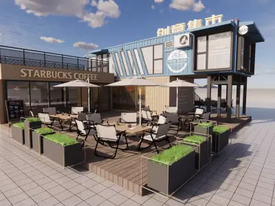 Container coffee shop-12 3D model
