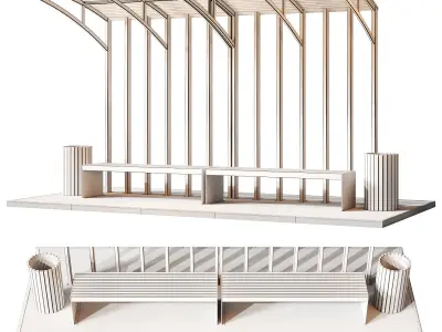 Benches pergola urn 3D model purchase