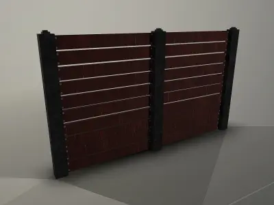Dark wood fence Low-poly 3D model
