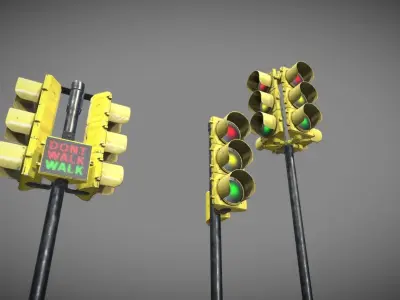 Traffic Lights USA Low-poly 3D model