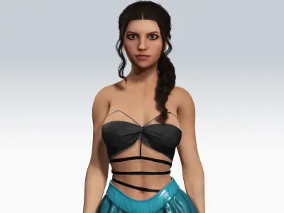 Scifi cyberpunk Girl - Fully Rigged Low-poly 3D model